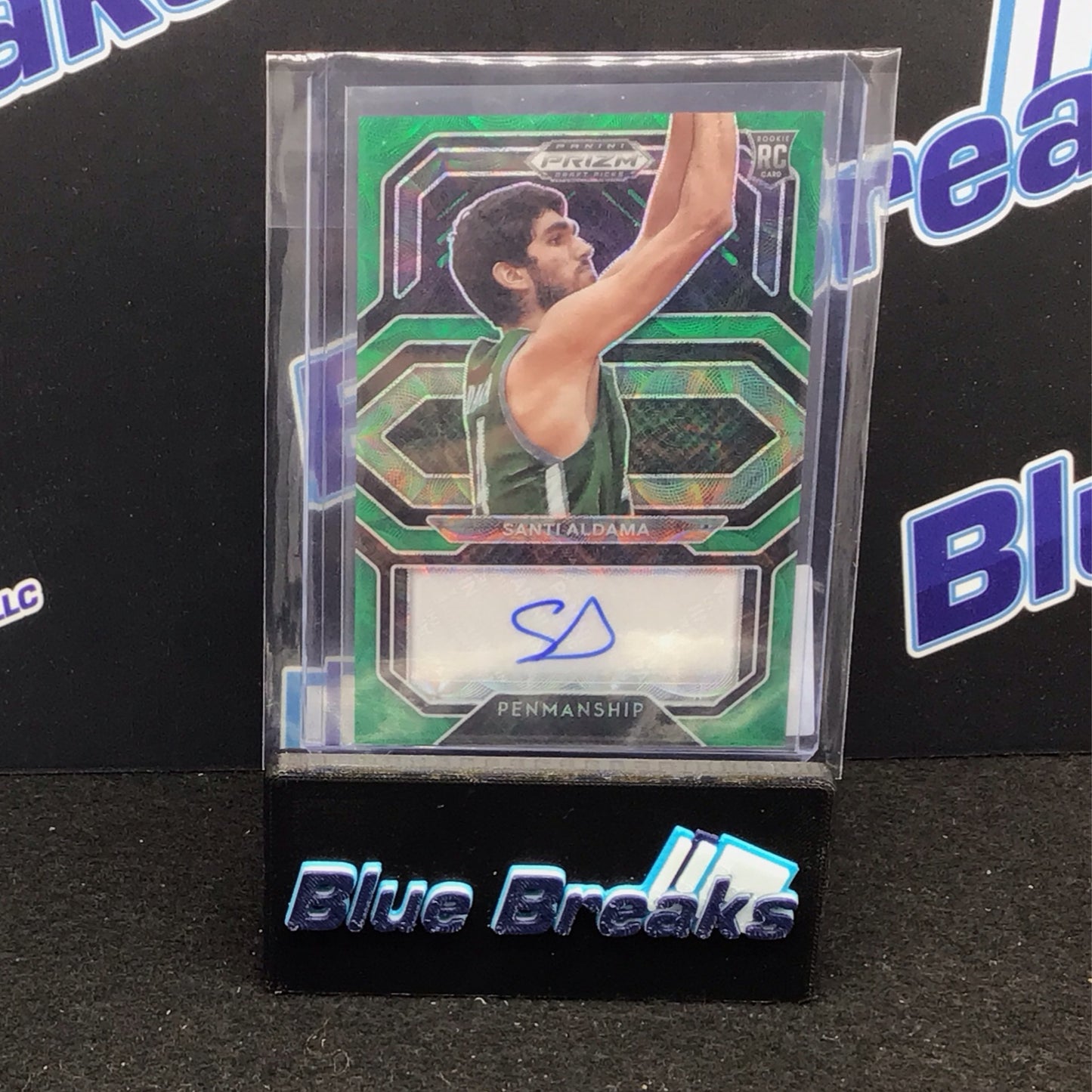 2021 Panini Prizm Draft Picks Green Prizm Penmanship Auto Santi Aldama 1/8 #CP-SAL Grizzlies
