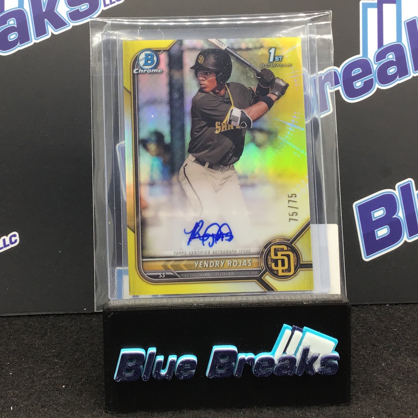 2022 Bowman Chrome 1st Bowman Yellow Yendry Rojas auto 75/75 #CPA-YR Padres