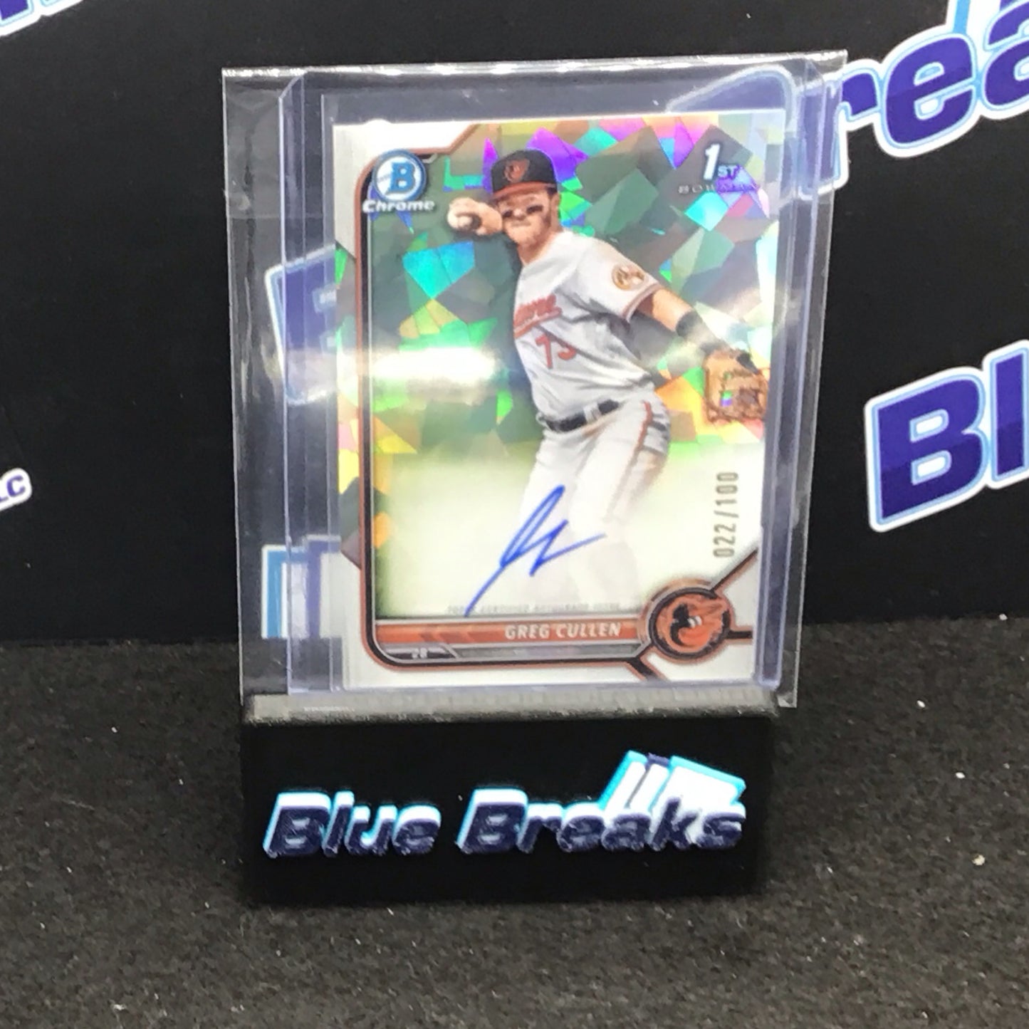 2022 Bowman Chrome 1st Bowman cracked ice Greg Cullen auto 022/100 #CPA-GC Orioles