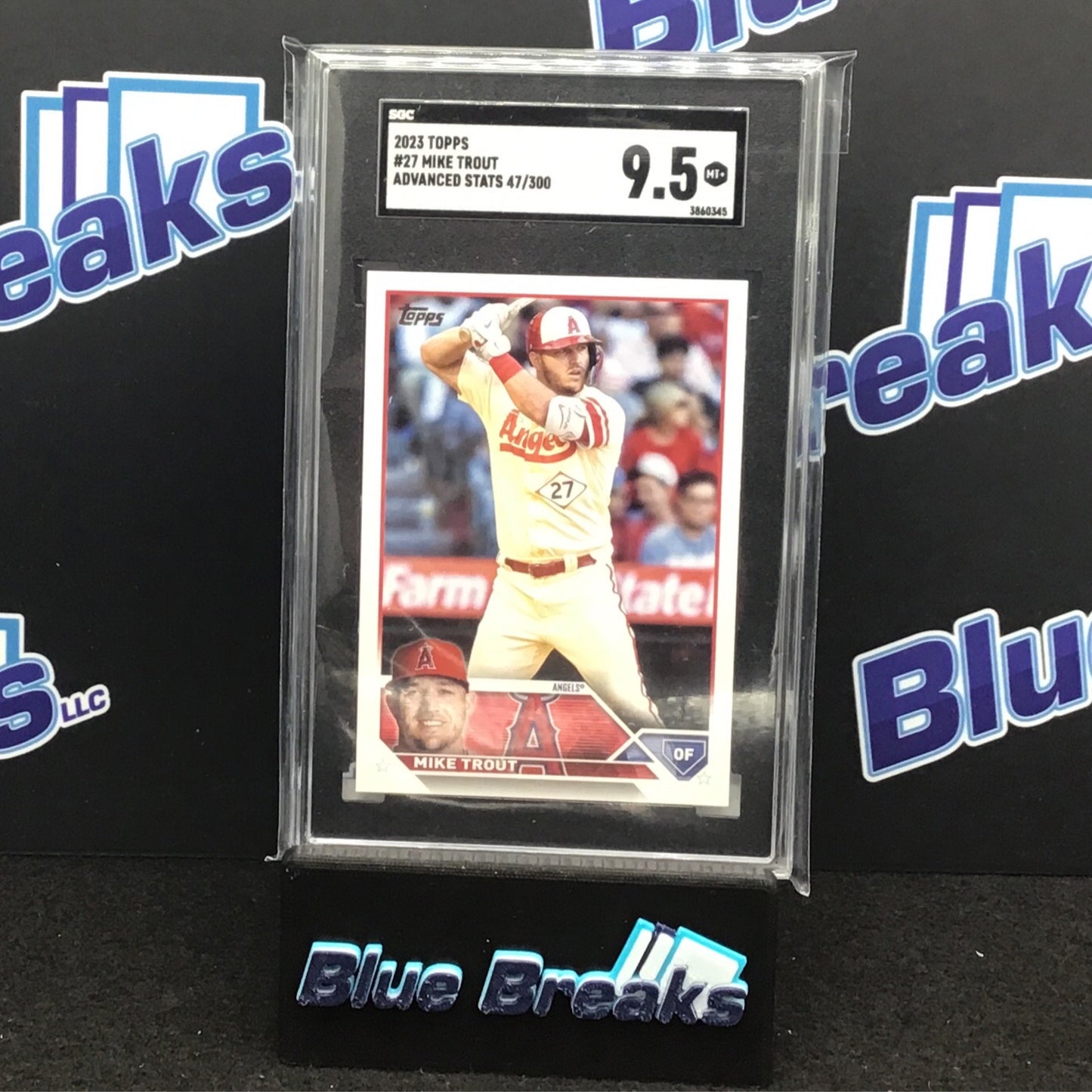 2023 Topps Series 1 Advanced Stats Mike Trout 47/300 #27 SGC 9.5 Angels