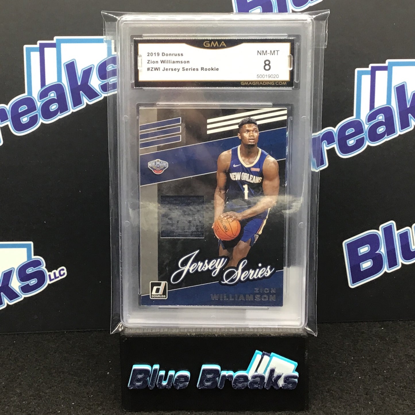 2019 Donruss Jersey Series Rookie Zion Williamson #ZWI GMA 8 Pelicans