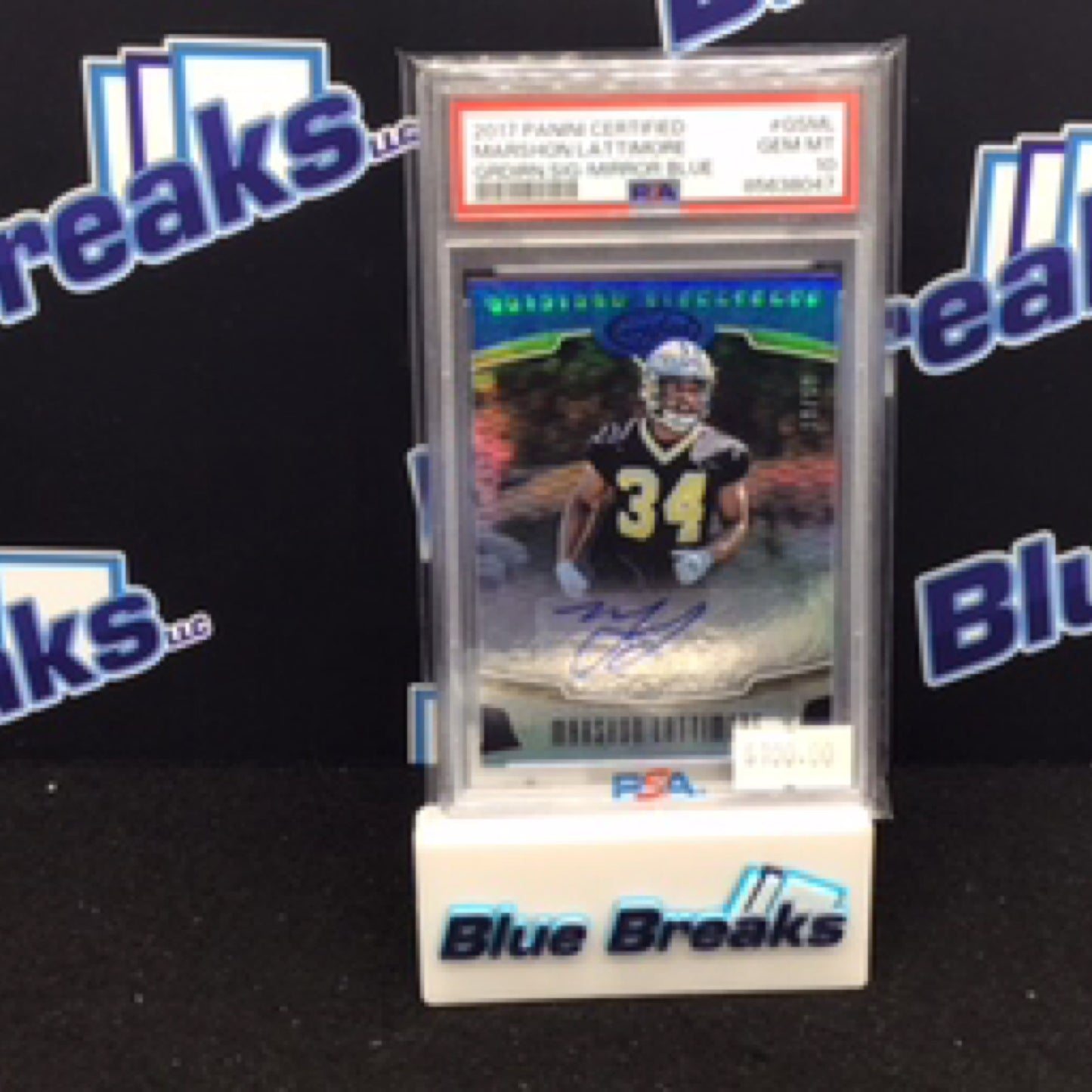 2017 Panini Ceritified Gridiron Signatures Mirror Blue Marshon Lattimore #GSML PSA 10 Saints