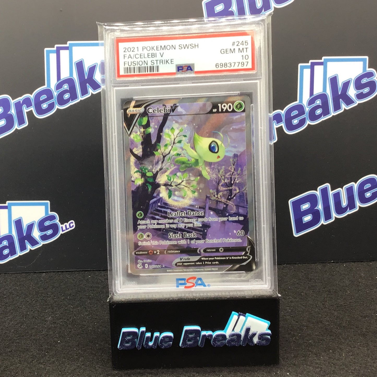 2021 Pokémon Swoosh - Full Art - Celebi V - Fusion Strike - PSA 10