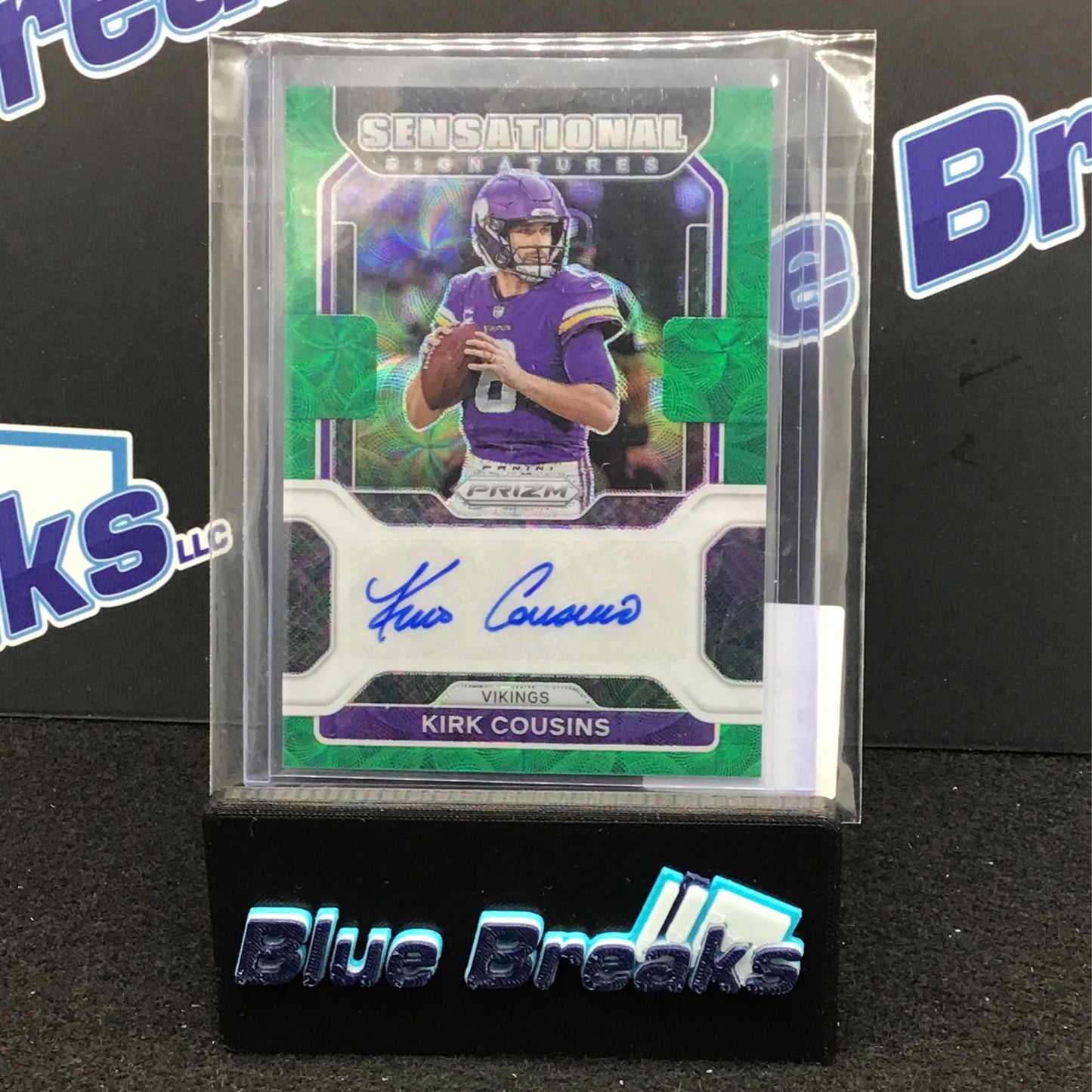 2021 Panini Prizm Green Scope Sensational Signatures Kirk Cousins 49/75 #SS-KC Vikings