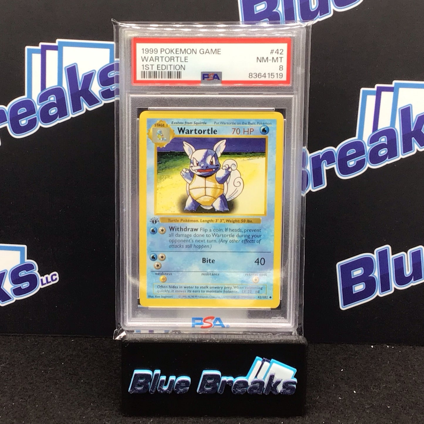1999 Pokémon Game 1st Edition Wartortle #42 PSA 8