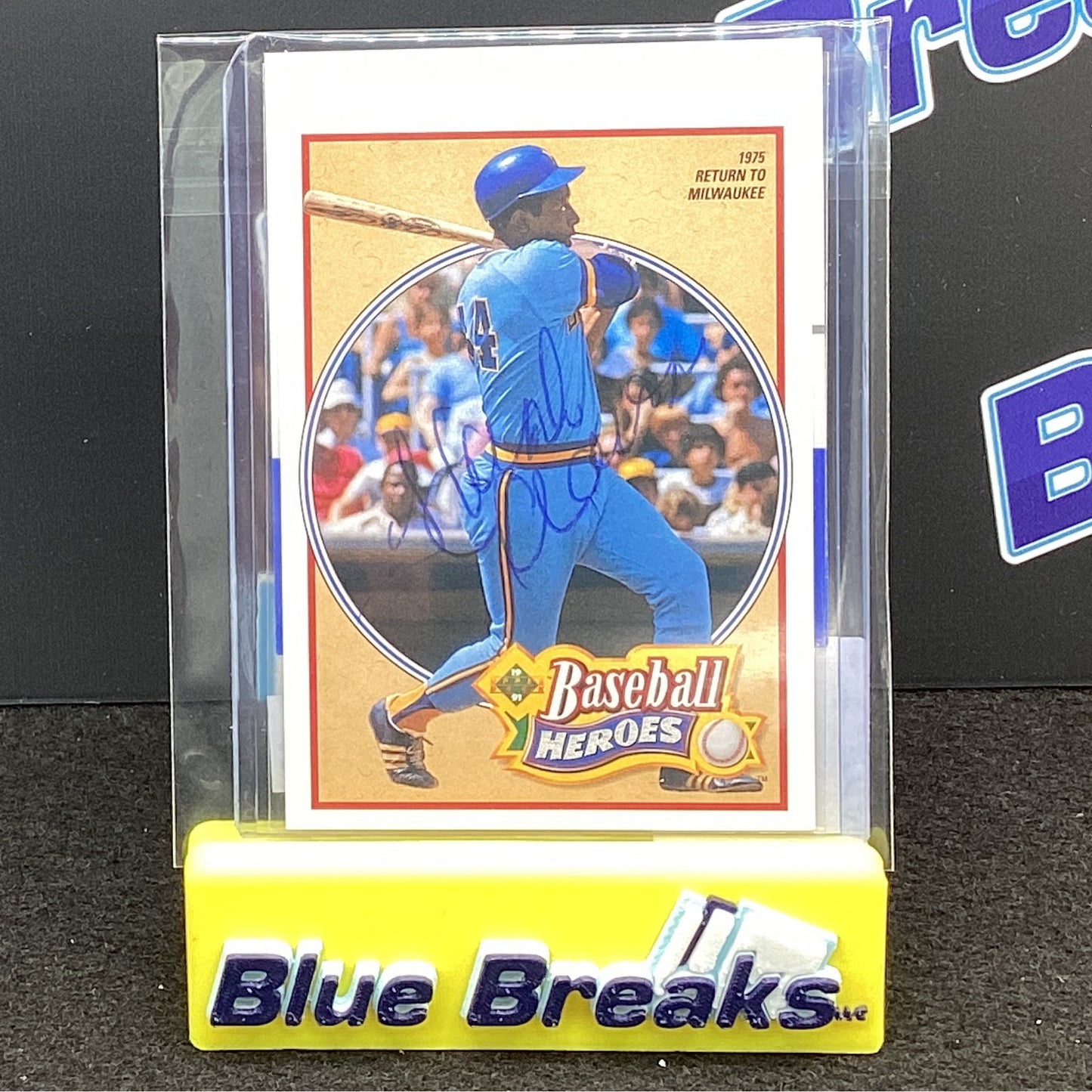 1991 Upper Deck Baseball Heroes 1975 Return to Milwaukee Hank Aaron auto PSA COA AI86288