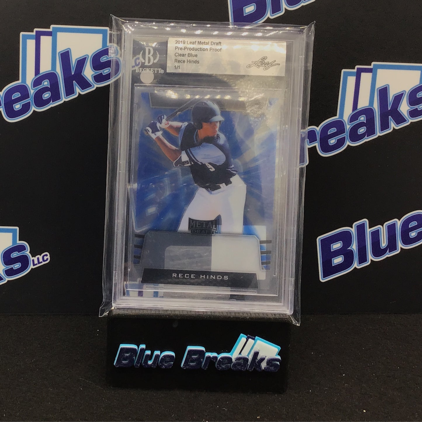 2019 Leaf Metal Draft - Rece Hinds - Pre Production proof - Clear Blue - 1/1