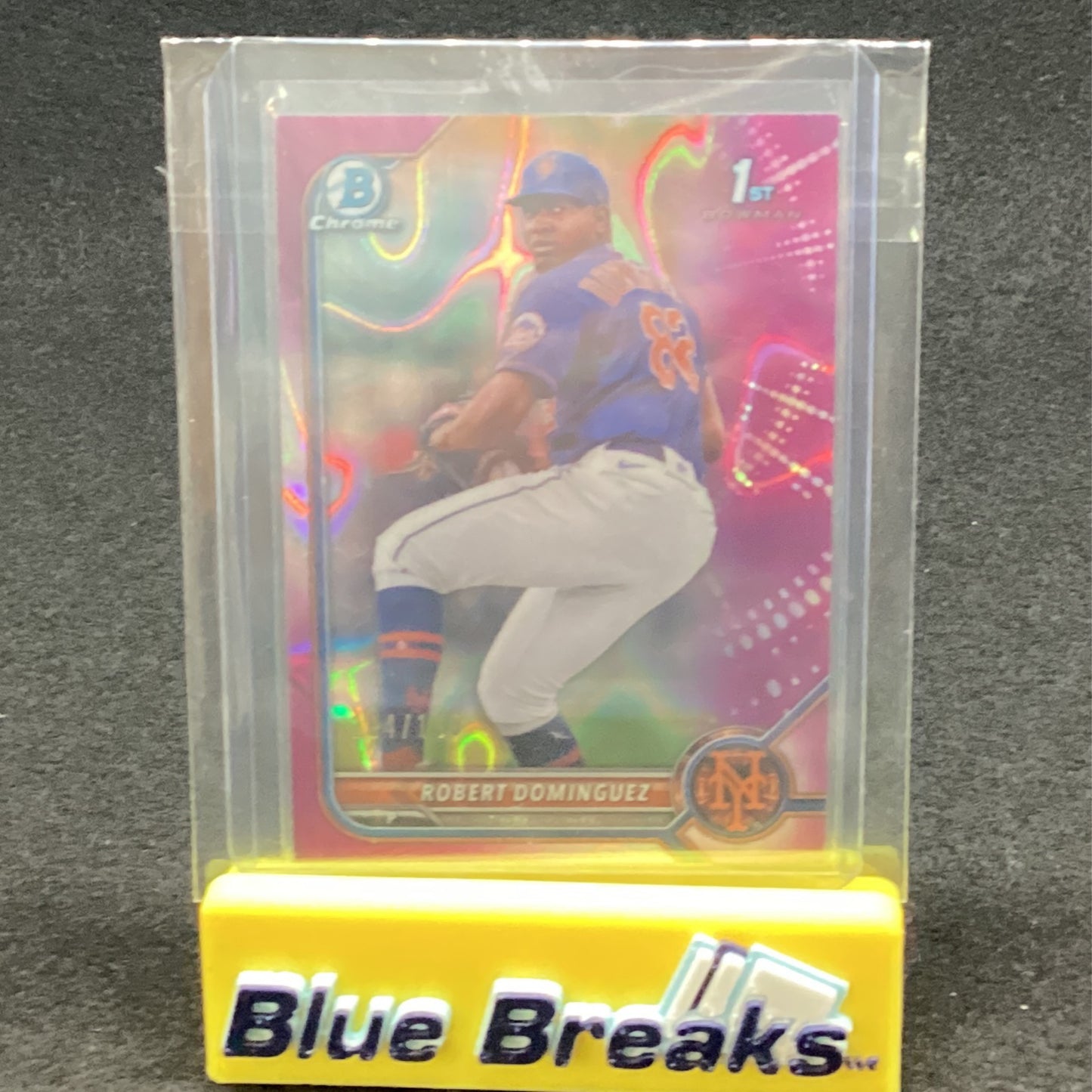 2022 Bowman Chrome 1st Fuchsia Refractor Robert Dominguez 194/199 BCP-51 Mets