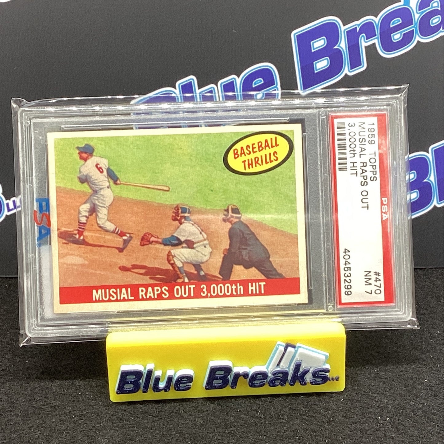 1959 Topps Musial Raps Out 3000th Hit PSA NM7