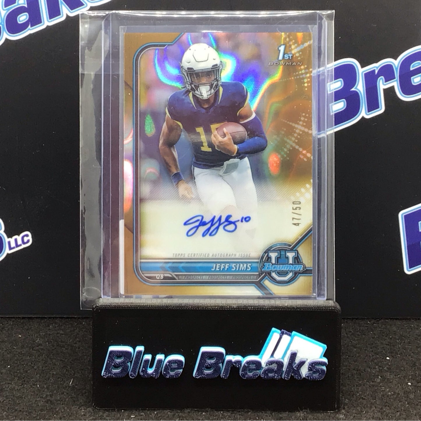 2021 Bowman U Chrome 1st Bowman gold Jeff Sims auto 47/50 #BCPA-JS Cornhuskers