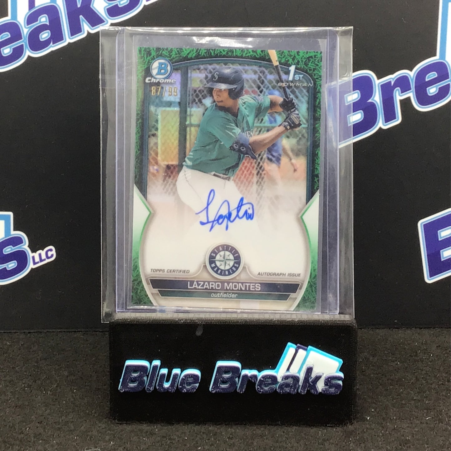 2023 Topps - Bowman Chrome - Lazaro Montes - Green Grass 87/99 - Seattle Mariners