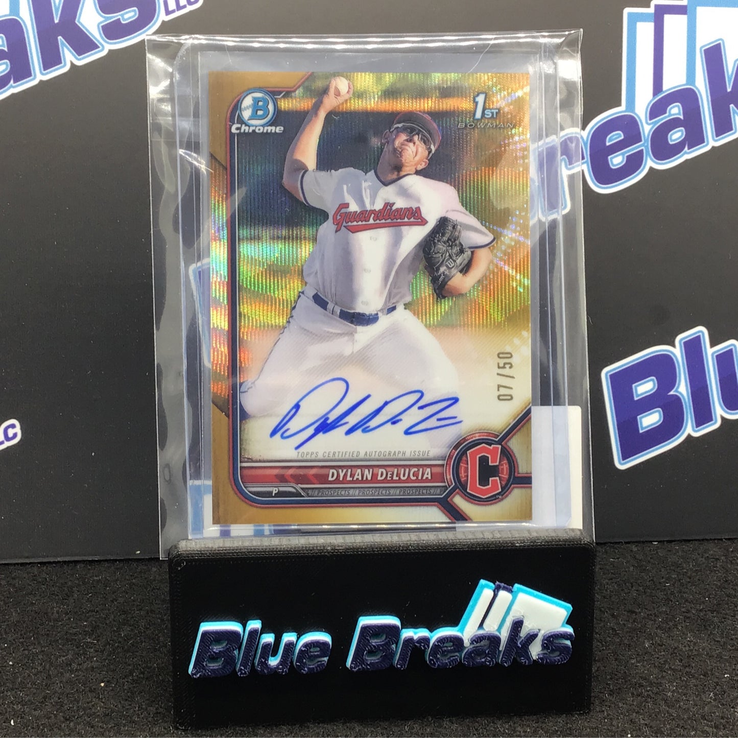 2022 Bowman Chrome 1st Bowman Gold Wave Dylan DeLucia auto 07/50 #CDA-DDA Guardians