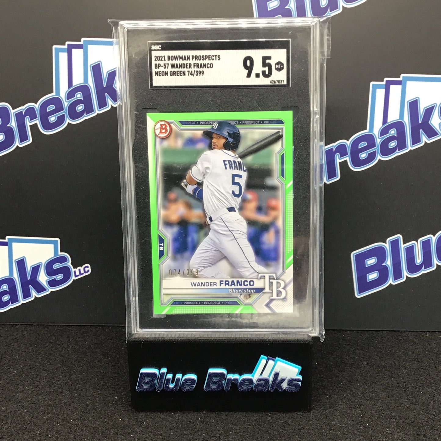 2021 Bowman Prospects Neon Green Wander Franco 74/399 #BP-57 SGC 9.5 Rays