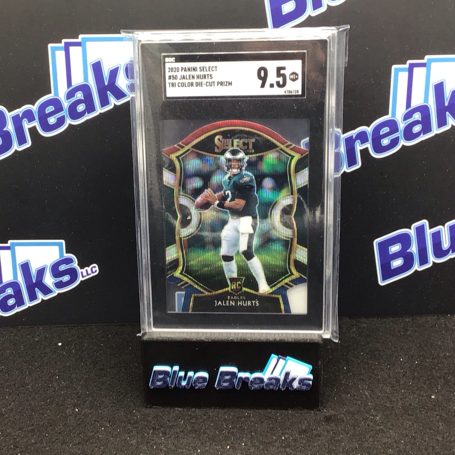 2020 Panini Select #50 Jalen Hurts Tri-Color Die-Cut Prizm RC SGC 9.5 Eagles