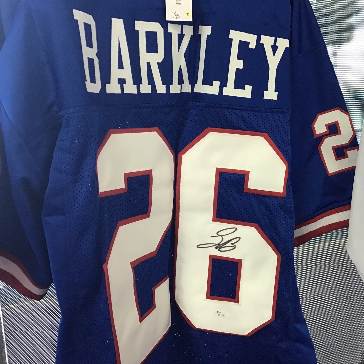 Saquon Barkley #26 auto signed jersey Blue JSA authentication