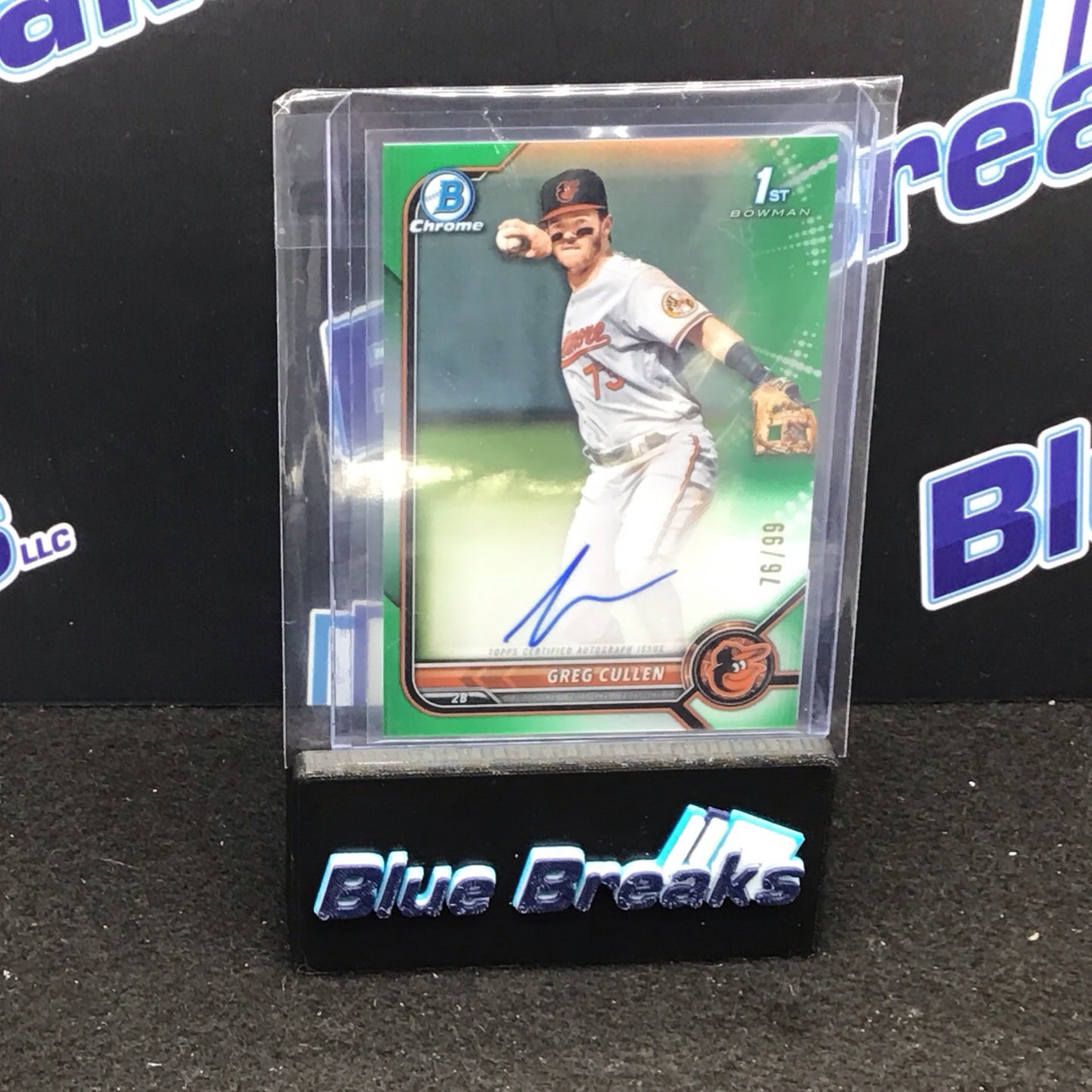 2022 Bowman Chrome 1st Bowman green Greg Cullen auto 76/99 #CPA-GC Orioles