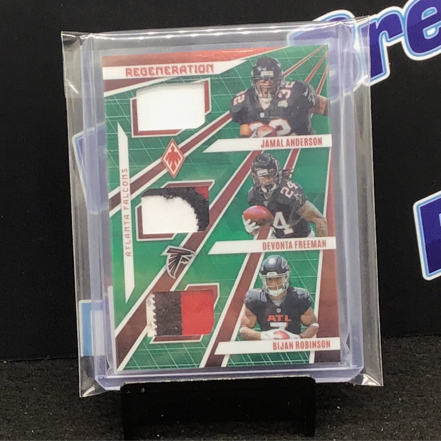 2023 Panini Phoenix Regeneration green Anderson Freeman Robinson triple relic 09/10 #REG-2 Falcons