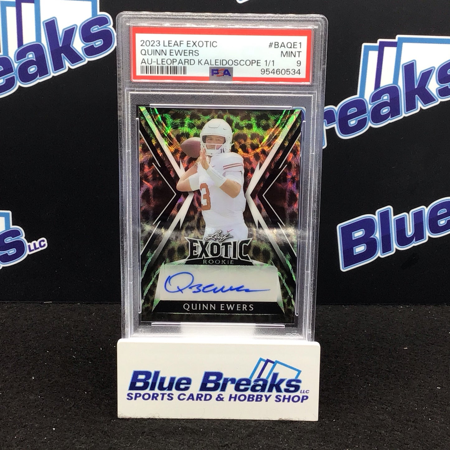 2023 Leaf Exotic Leopard Kaleidoscope Quinn Ewers auto 1/1 #BA-QE1 PSA 9 Longhorns