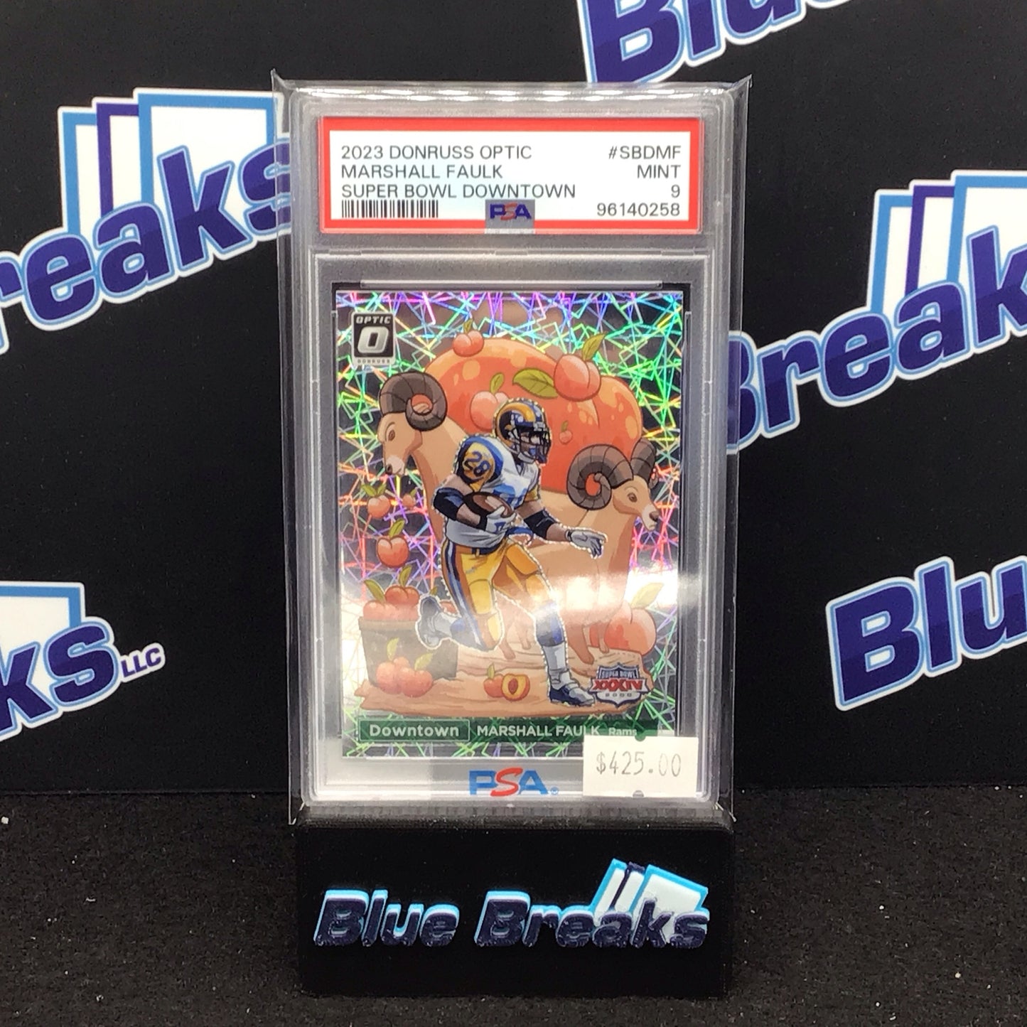 2023 Panini Donruss Optic Super Bowl Downtown Marshall Faulk #SBD-MF PSA 9 Rams