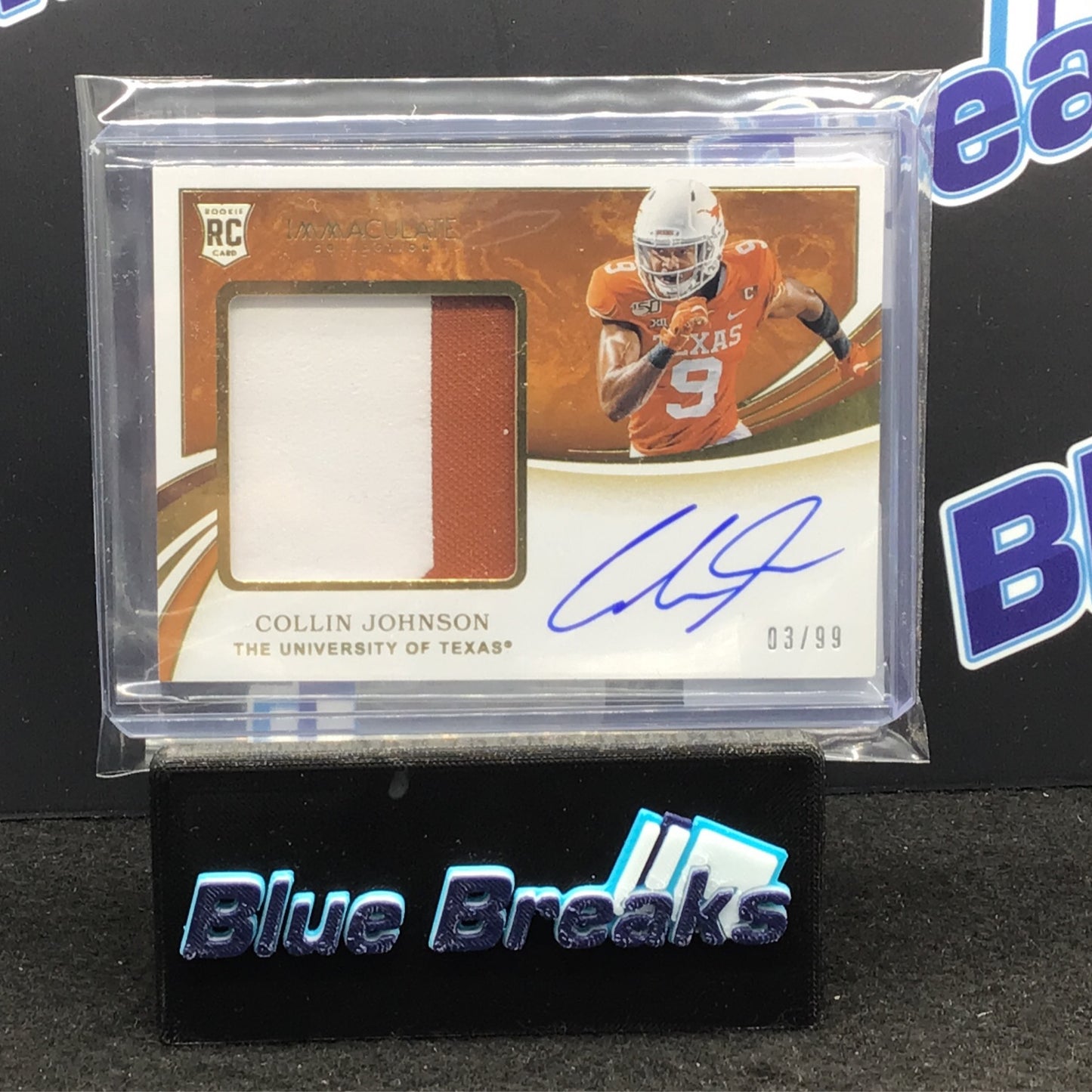 2020 Panini Immaculate Collection Collegiate Collin Johnson auto relic 03/99 #125