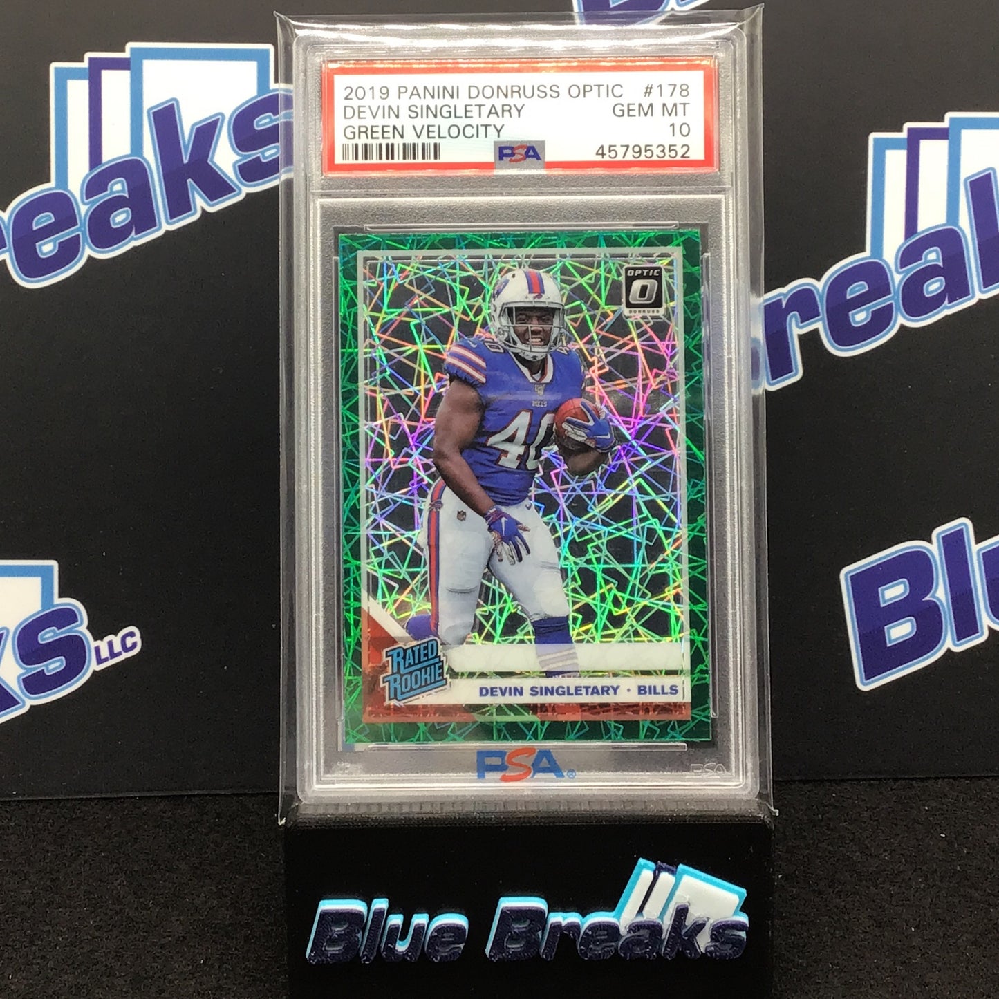 2019 Panini Donruss Optic - Devin Singletary - Green Velocity - #178 - PSA 10 - Buffalo Bills