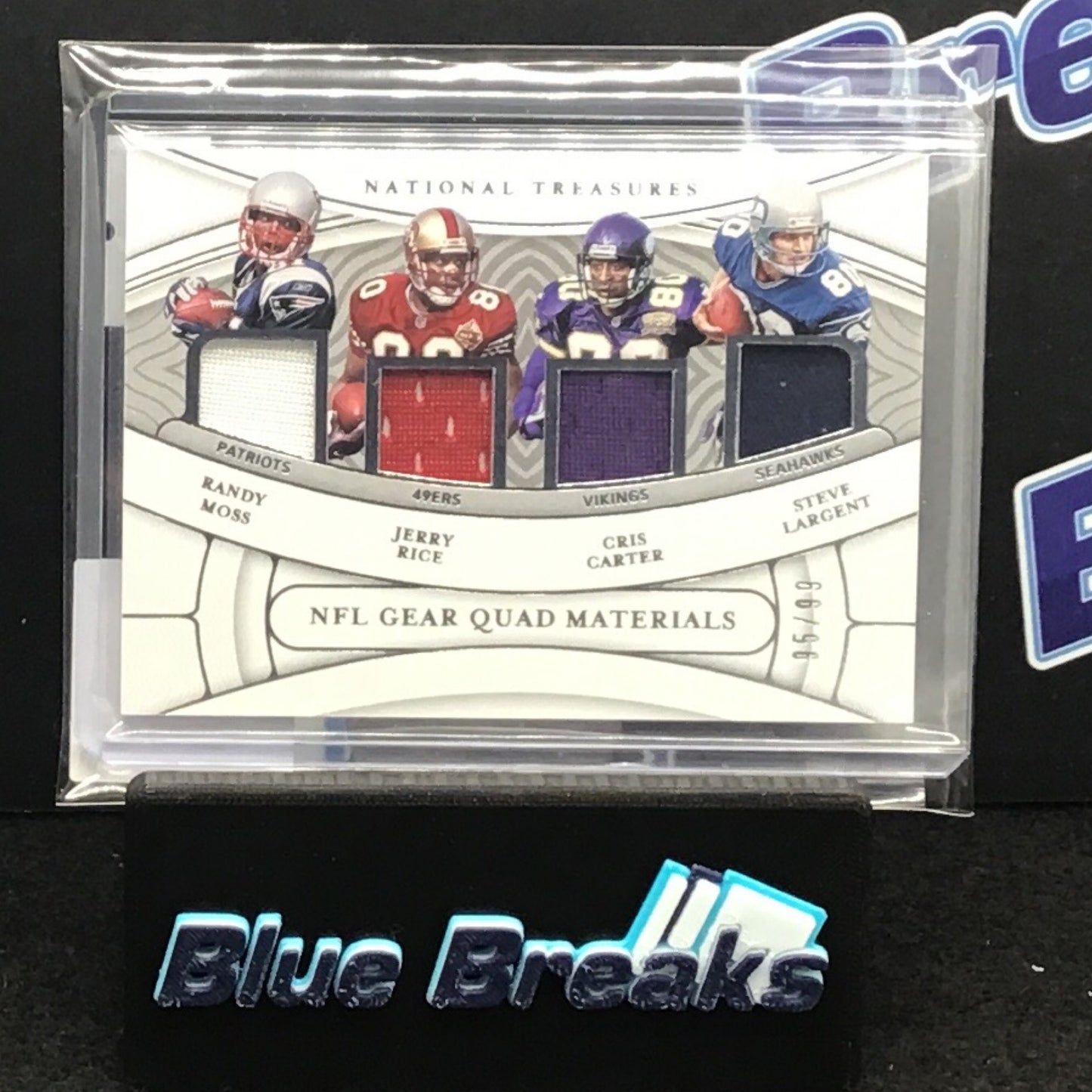 2021 Panini National Treasures Moss Rice Carter Largent quad materials 95/99 #QM-RJCS