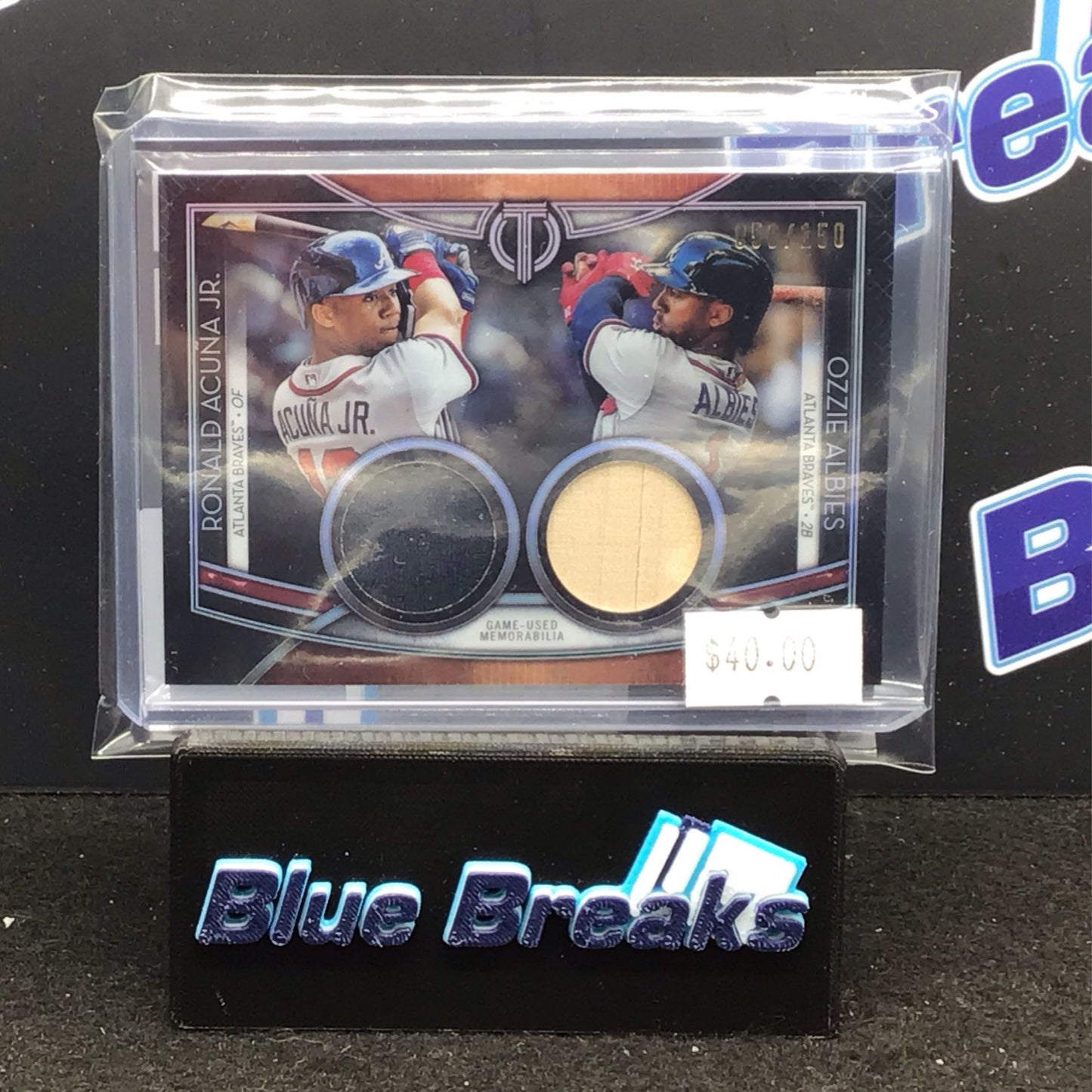 2020 Topps Tribute dual relic Ronald Acuna Jr Ozzie Albies 050/150 #DR-AA Braves