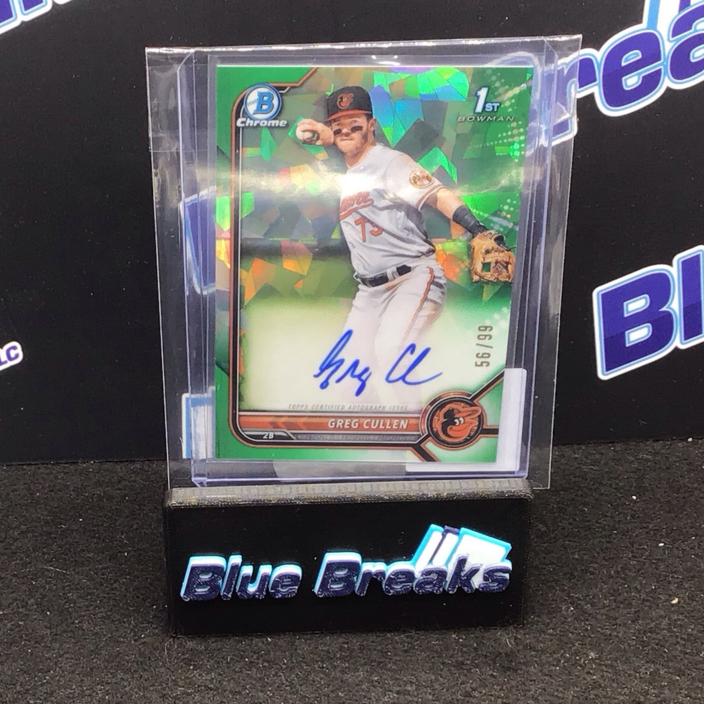 2022 Bowman Chrome 1st Bowman green cracked ice Greg Cullen auto 56/99 #CPA-GC Orioles