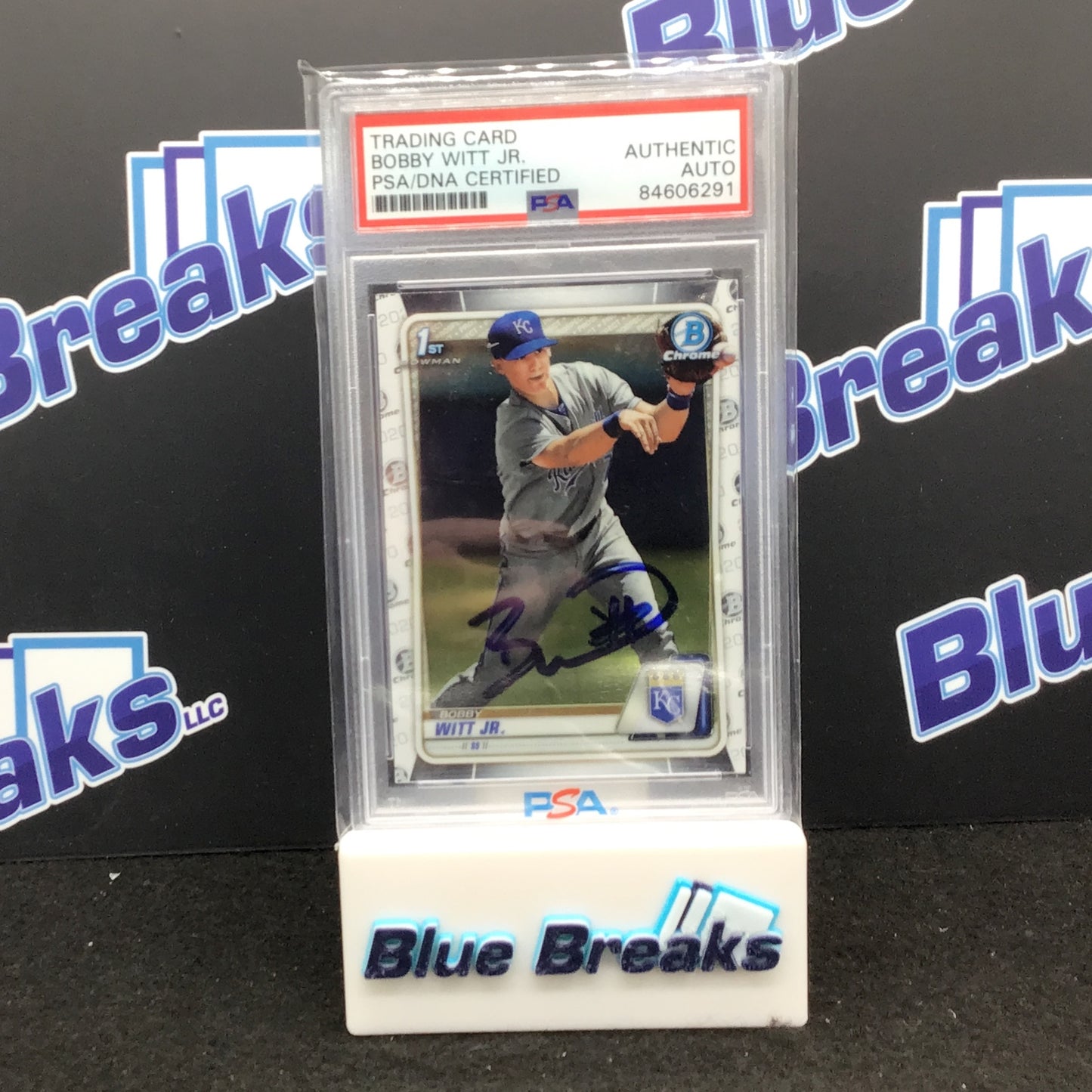 Trading Card - Bobby Witt Jr - In person Auto - Bowman Chrome 1st - Authentic - PSA