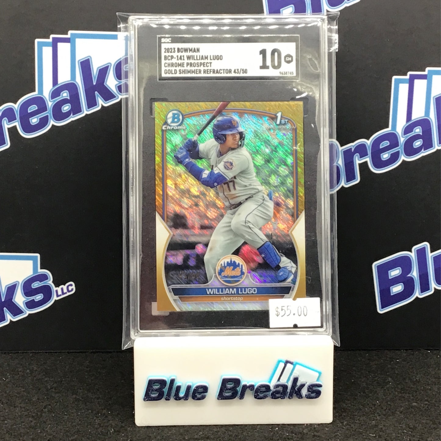 2023 Bowman Chrome Prospect Gold Shimmer Refractor William Lugo 43/50 #BCP-141 Mets