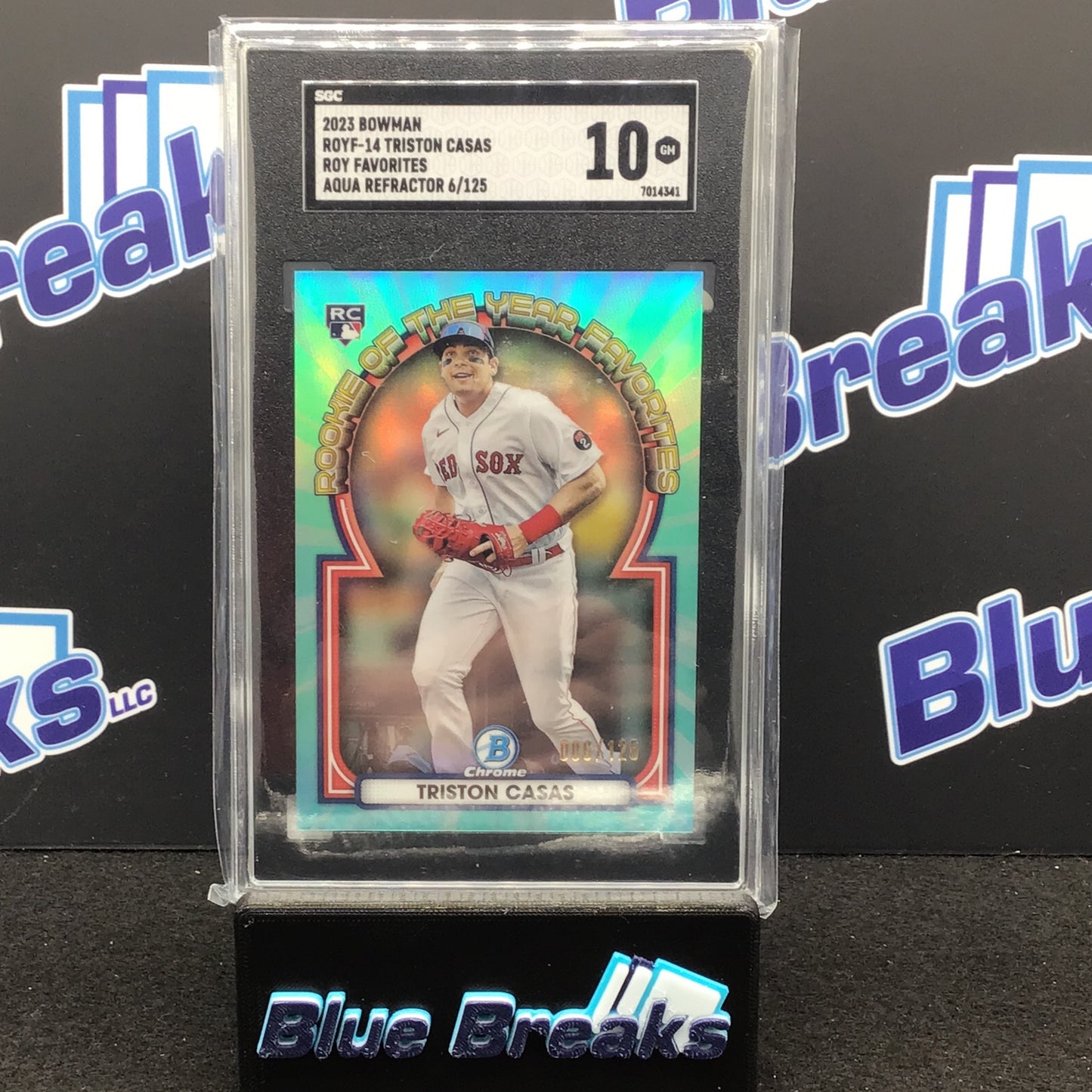 2023 Bowman - Tristan Casas - Rookie of the Year Favorites - Aqua Refractor - 6/125 - Boston Red Sox - SGC 10