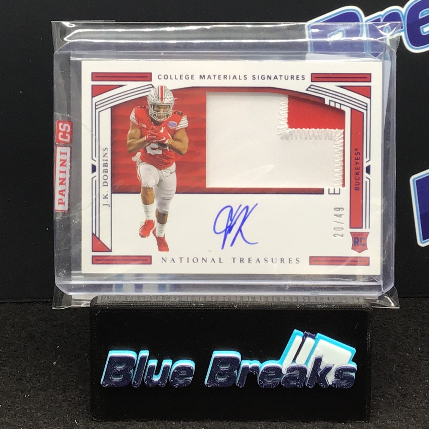 2020 Panini National Treasures College Materials Signatures JK Dobbins 20/49 #112 Ohio State