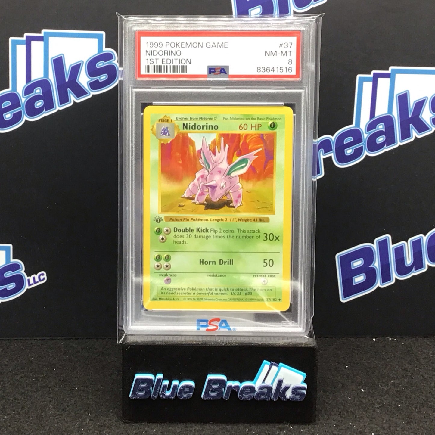 1999 Pokémon Game 1st Edition Nidorino #37 PSA 7