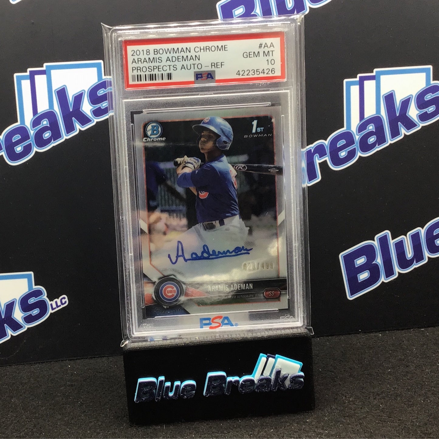 2018 Bowman Chrome Prospects Refractor Aramis Ademan auto 423/499 #BCPA-AA PSA 10 Cubs