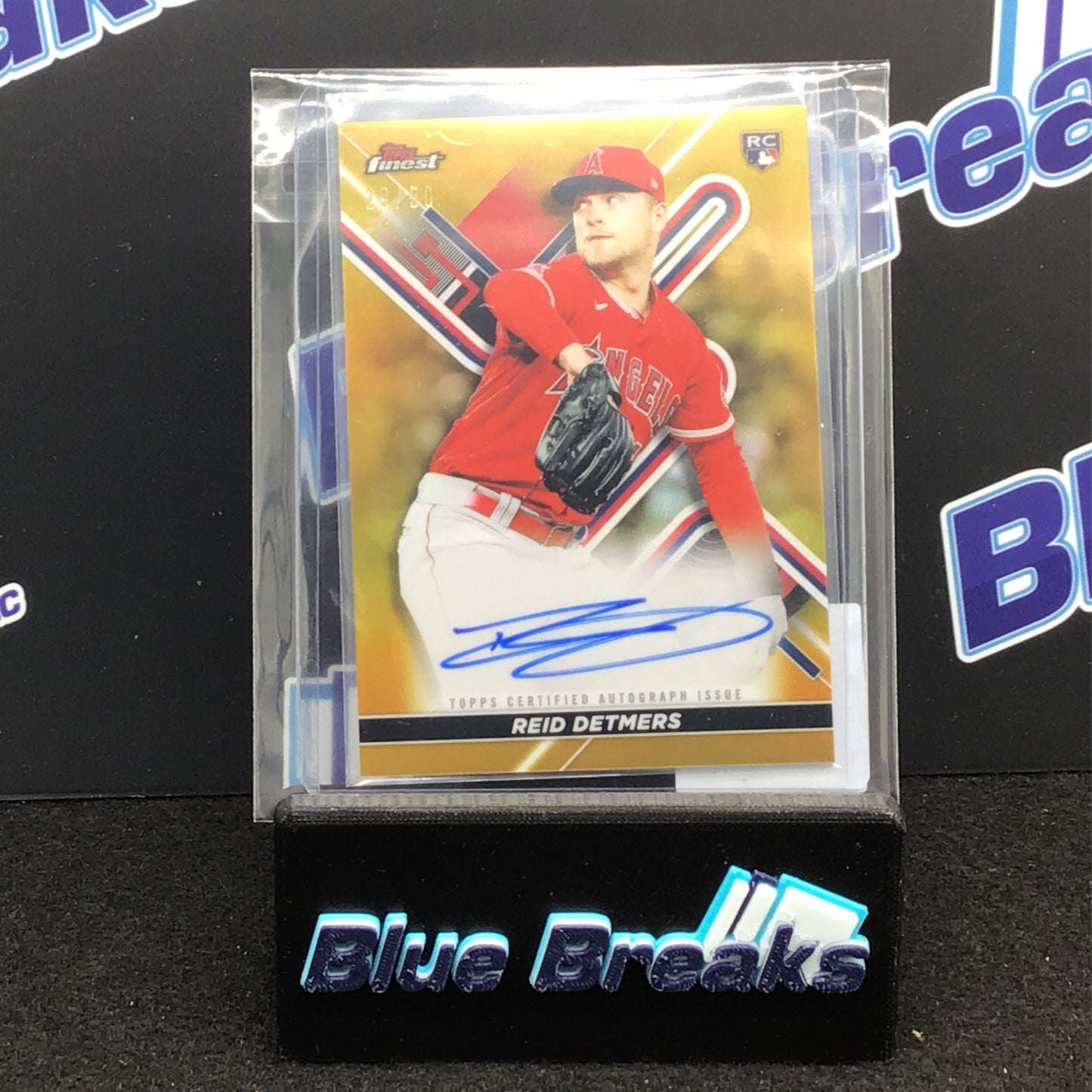 2022 Topps Finest Gold Refractor Reid Detmers auto 29/50 RC #FA-RE Angels