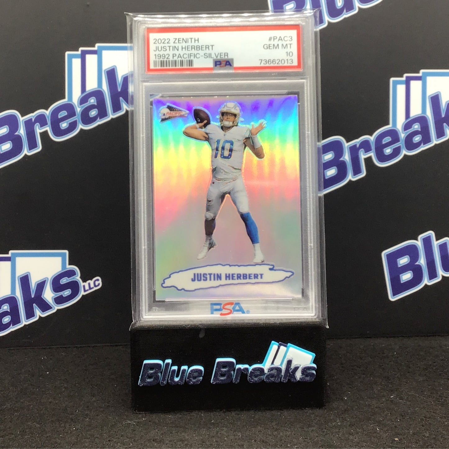 2022 Zenith - Justin Herbert - 1992 Pacific Silver - #PAC3 - PSA 10 - Los Angeles Chargers