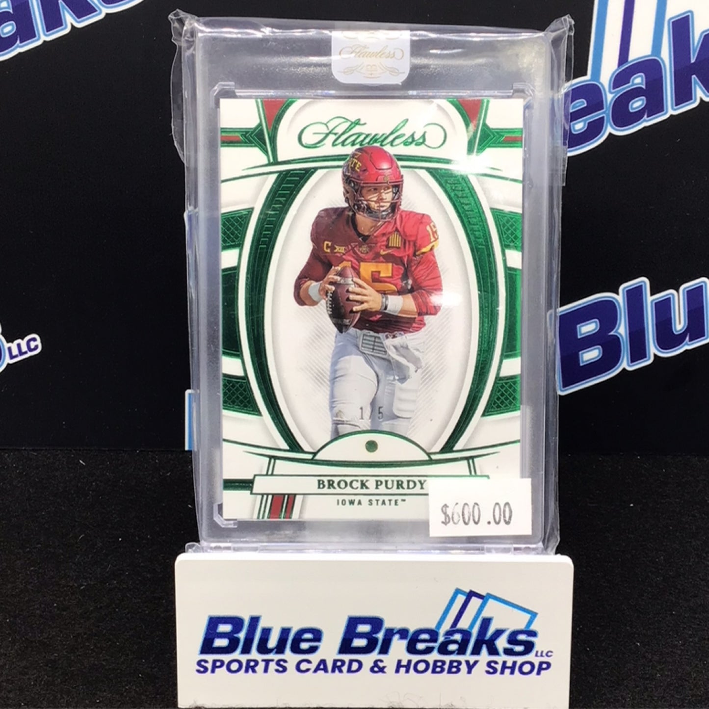 2023 Panini Flawless Collegiate emerald Brock Purdy 1/5 #26 Cyclones/49ers