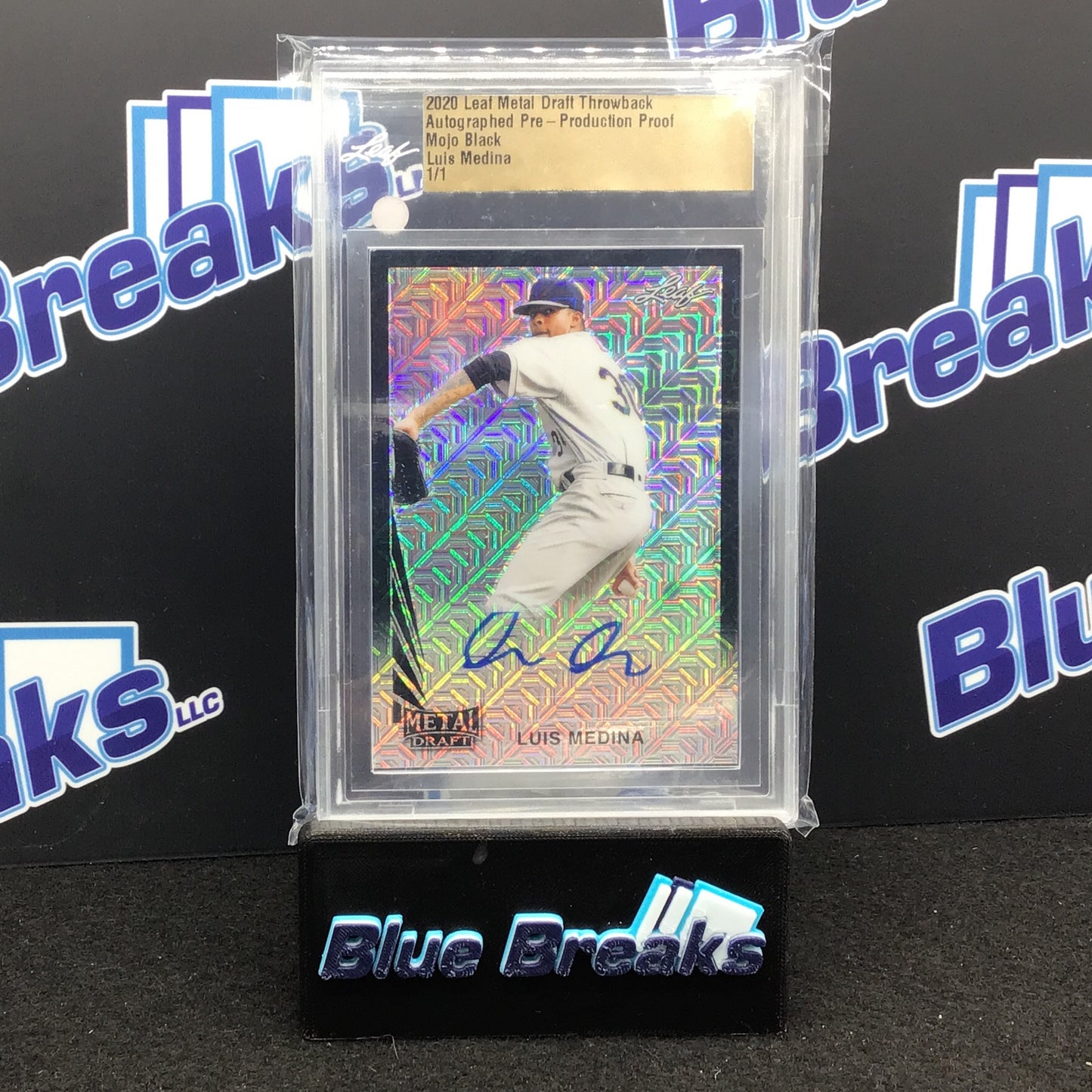 2020 Leaf Metal Draft Throwback - Luis Medina - Autographed Pre Production Proof - Mojo Black - 1/1