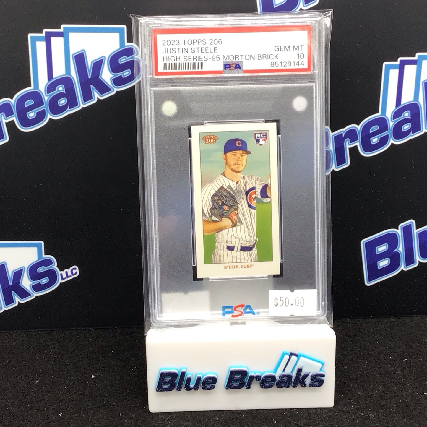 2023 Topps 206 High Series 95 Morton Brick Justin Steele /25 PSA 10 Cubs
