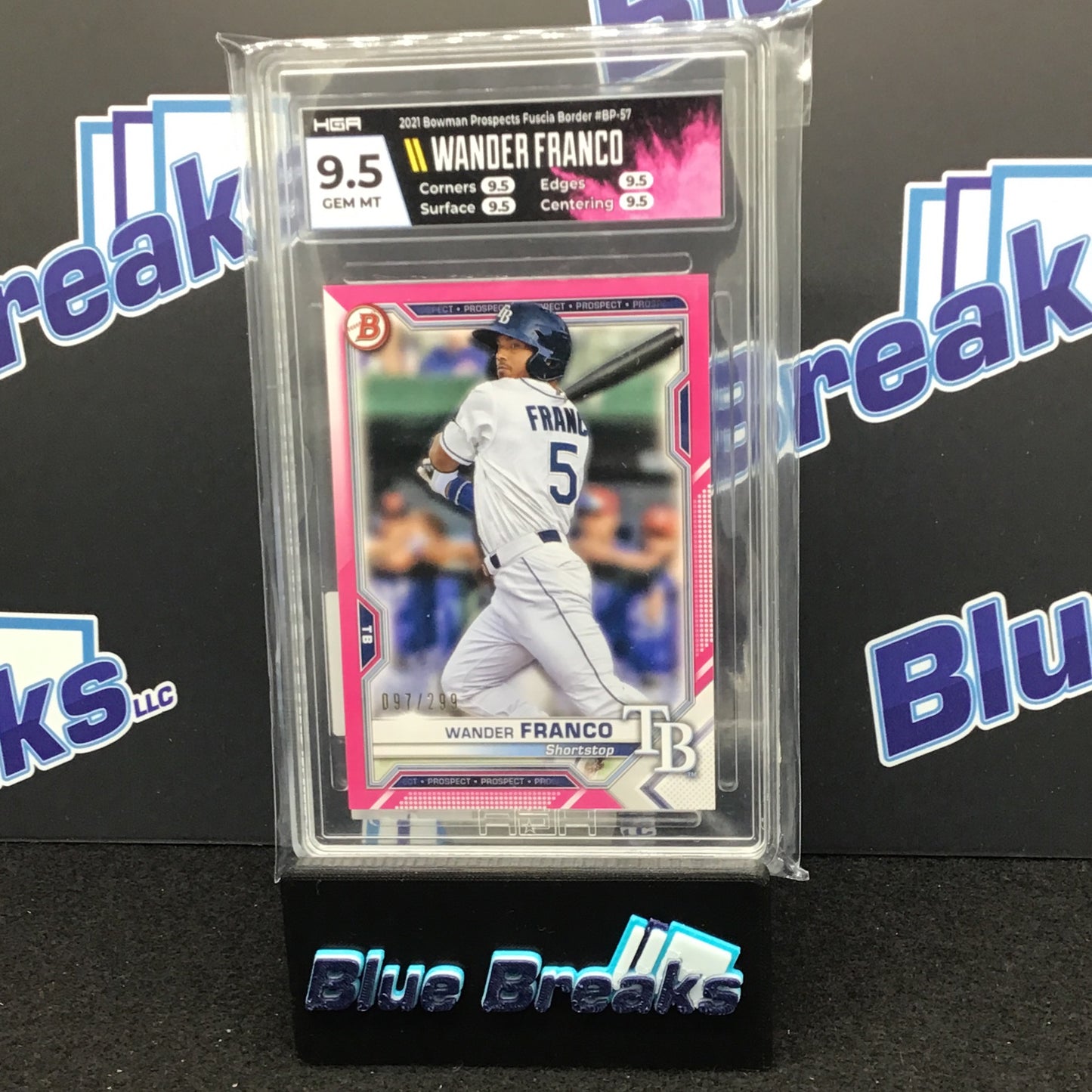 2021 Bowman Prospects Fuscia Border Wander Franco 097/299 #BP-57 HGA 9.5 Rays