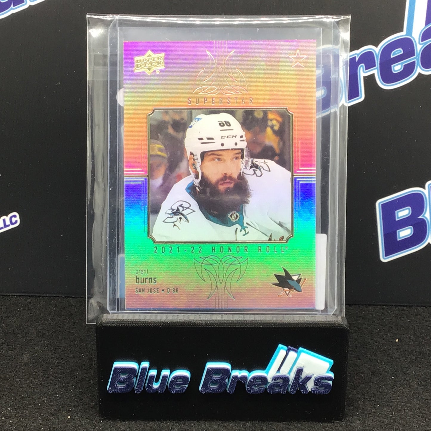 2021-22 Upper Deck Series 2 Superstar Red Green Brent Burns #HR-88 Sharks