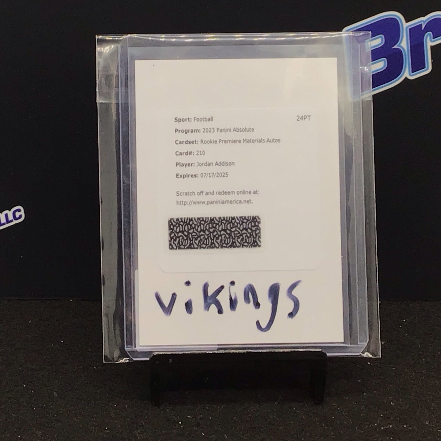 2023 Panini Absolute Rookie Premiere Materials auto Jordan Addison Redemption #210 Vikings