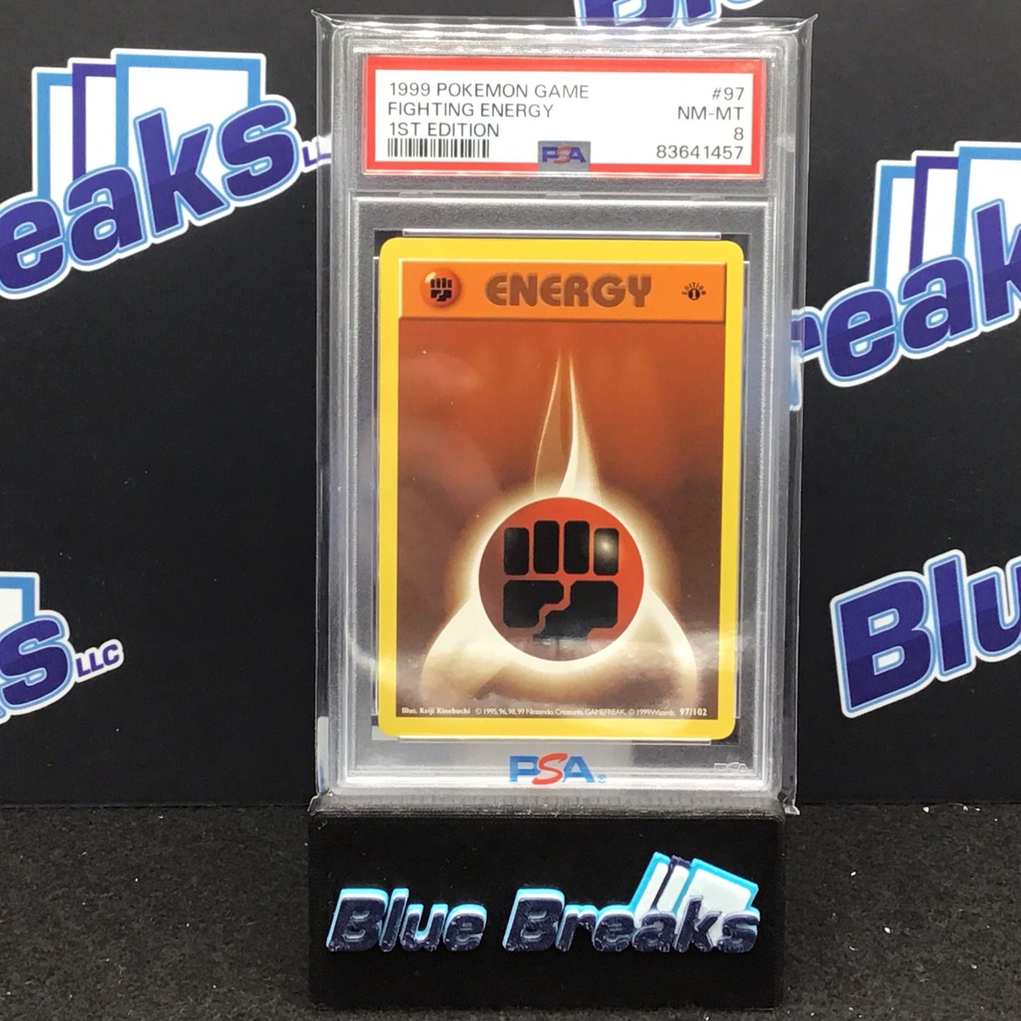 1999 Pokémon Game 1st Edition Fighting Energy #97 PSA 8