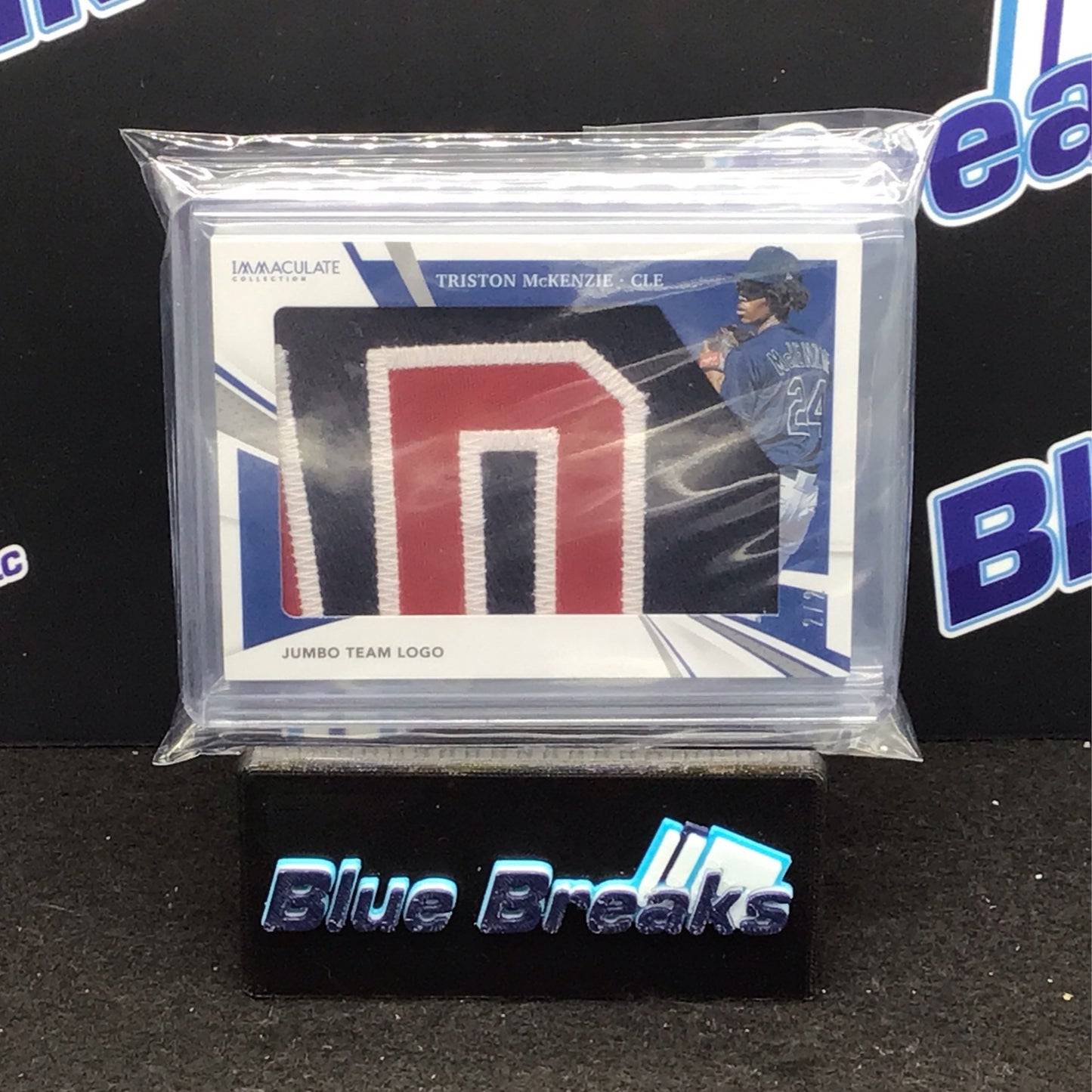 2021 Panini Immaculate Collection Jumbo Team Logo Triston McKenzie 1/2 and 2/2 #JJ-TME Guardians