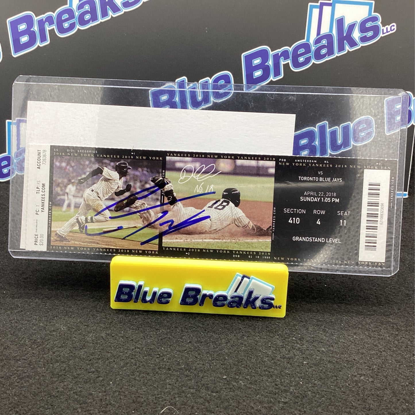 2018 New York Yankees Ticket - Gleyber Torres Debut - Auto JSA Certified