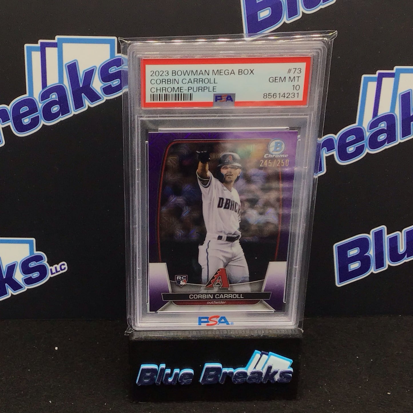 2023 Bowman Mega Box Chrome Purple Mojo Corbin Carroll 245/250 #73 PSA 10 Diamondbacks