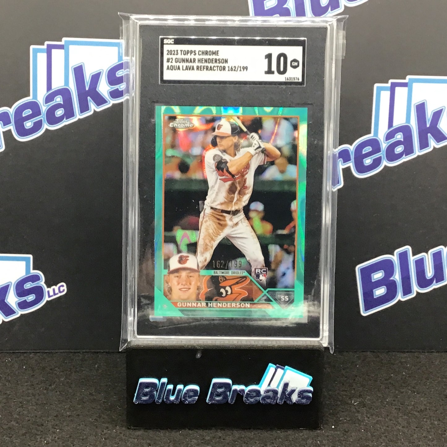 2023 Topps Chrome Aqua Lava Refractor Gunnar Henderson 162/199 #2 SGC 10 Orioles