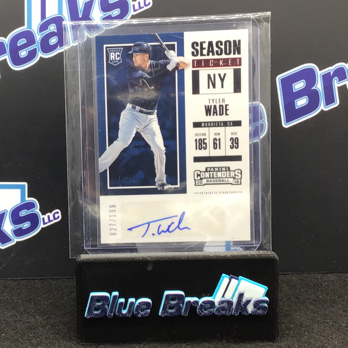 2018 Panini - Contenders - Tyler Wade - New York Yankees - Season Ticket - Auto - 27/199