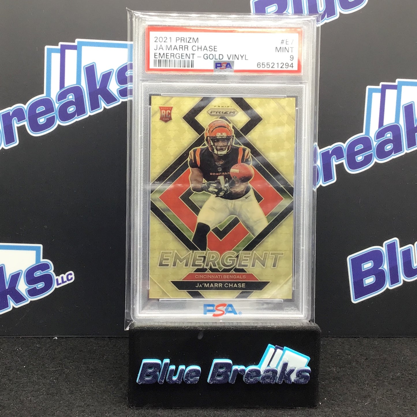2021 Prizm - Ja'Marr Chase - Emergent - Gold Vinyl - 3/5 - Cincinnati Bengals - PSA 9