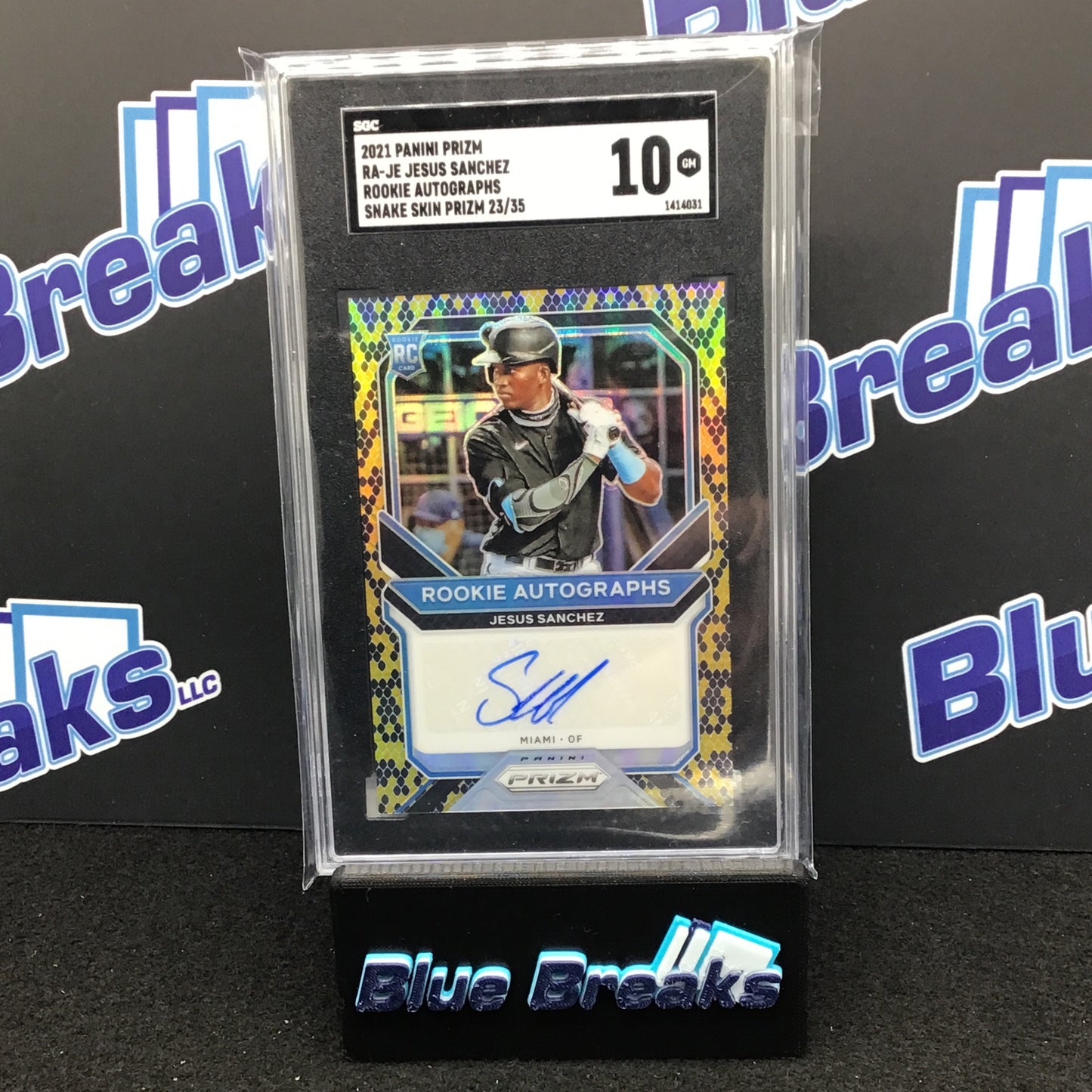 2021 Panini Prizm Snake Skin Prizm Rookie Autogrpahs Jesus Sanchez 23/35 #RA-JE SGC 10 Marlins